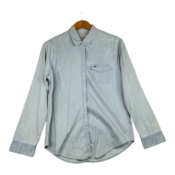HOLLISTER Women's Denim Jean Button Down Shirt Size Medium - Picture 1 of 7